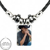 EJ Glaze For Girls Gifts Blake Shelton Black Leather Bead Pendant Necklace Jewelry Fashion Handmade Statement Necklace
