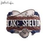 Little MingLou Infinity love counrty music BLAKE SHELTON Bracelet Note Charm leather men bracelets & bangles for women jewelry